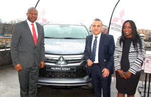 From left : Deputy Managing Director, Massilia Motors Ltd, Mr Kunle Jaiyesimi ; GM, Sales and Marketing, Navin Chander and Marketing Manager, Funmi Abiola, at the launch of the new Mitsubishi Pajero Sport in Lagos … Thursday