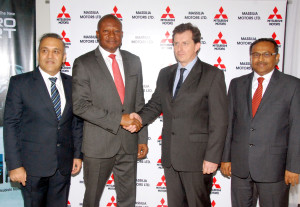 From left: GM, Sales and Marketing,Massilia Motors Ltd, Navin Chander; Kunle Jaiyesimi, Deputy Managing Director; Dominique Beguin, GM, Aftersales and Sunil Mohta, GM, Finance, at the launch of the new Mitsubishi Pajero Sport in Lagos 